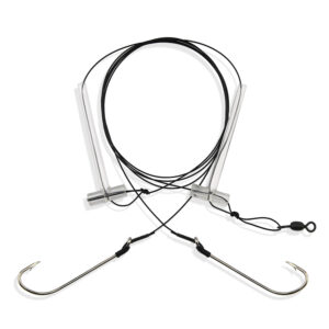 Aqua-Clear, Hi-Lo Bluefish Wire Rig, Bluefish / Striped Bass / Drum Fish, 3/0 Nickel Hooks, 45 lb / 20.4 kg Surflon Black Wire