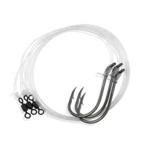 Aqua-Clear, Snelled 8/0 Black Nickel Beak Hooks, 36 in / 91.4 cm, 60 lb / 27.2 kg Grand Slam Mono, 3 pc