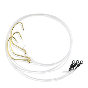 Aqua-Clear, Wide Gap Hook Leaders, Gold Plated, 24 in / 60.9 cm, 40 lb / 18.1 kg Grand Slam Mono, 3 pc