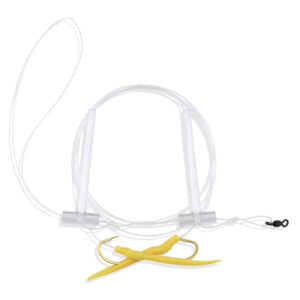 Aqua-Clear, Hi-Lo Tube Bait Rig, Flounder / Fluke / Sea Trout / Croaker / Mackerel, 2/0 Gold Color Octopus Hook, AFW Swivel, 40 lb / 18.1 kg Grand Slam Mono, Yellow Tubes