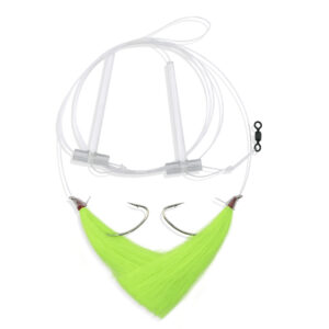 Aqua-Clear, Hi-Lo Solid Color Hair Teaser Rig, Flounder/Fluke/SeaTrout/Weakfish/Croaker, 3/0 Nickel Wide Gap Hook, AFW Swivel, 40 lb / 18.1 kg GS Mono, T-Standoff, Chrtrs Hair