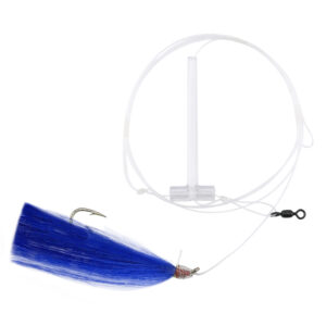 Aqua-Clear, Hair Teaser Rig, Flounder / Fluke / Sea Trout / Weakfish / Croaker, 3/0 XL Nickel Hook, AFW Swivel, 40 lb / 18.1 kg Grand Slam Mono, T-Standoff, Blue Hair