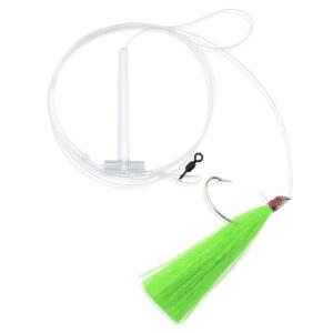 Aqua-Clear, Hair Teaser Rig, Flounder / Fluke / Sea Trout / Weakfish / Croaker, 3/0 Nickel Wide Gap Hook, AFW Swivel, 40 lb / 18.1 kg Grand Slam Mono, T-Standoff, Green Hair