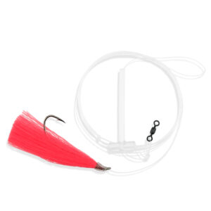 Aqua-Clear, Hair Teaser Rig, Flounder / Fluke / Sea Trout / Weakfish / Croaker, 3/0 XL Nickel Hook, AFW Swivel, 40 lb / 18.1 kg Grand Slam Mono, T-Standoff, Pink Hair