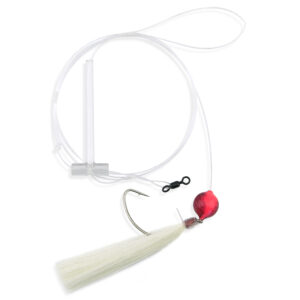 Aqua-Clear, Float & Hair Single Rig, Flounder/Fluke/Sea Trout/Croaker, 2/0 Nickel Wide Gap Hook, AFW Swivel, 40 lb / 18.1 kg GS Mono, T-Standoff, Pink Float, White Hair