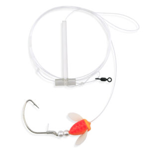 Aqua-Clear, Spin-N-Glow Rig, Flounder/Fluke/Sea Trout/Croaker, 3/0 Nickel Wide Gap Hook, AFW Swivel, 40 lb / 18.1 kg Grand Slam Mono, T-Standoff, Egg Orange, Pearls