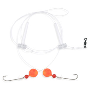 Aqua-Clear, Hi-Lo Combo Rig, Kingfish / Spot / Perch, Size 8 XL Hooks, AFW Swivel, 25 lb / 11.3 kg Grand Slam Mono, T-Standoff, Red Beads, Orange Floats