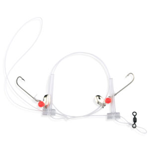 Aqua-Clear, Hi-Lo Combo Rig, Kingfish / Spot / Perch, Size 8 XL Hooks, AFW Swivel, 25 lb / 11.3 kg Grand Slam Mono, T-Standoff, Red Beads, Spinners