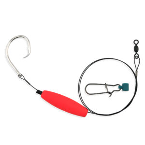 Aqua-Clear, Shark Surf Rig, 15/0 Extra Strong Circle Hook, AFW Swivel, 90 lb / 40.1 kg Surflon Black Wire 28 in / 71.1 cm Double-Crimped, Braid Resistant Fish Finder