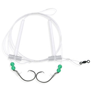 Aqua-Clear, Hi-Lo Combo Rig, Sea Bass / Porgy / Triggerfish / Sheepshead, 3/0 Circle Hook, AFW Swivel, 40 lb / 18.1 kg, T-Standoff, Green Beads