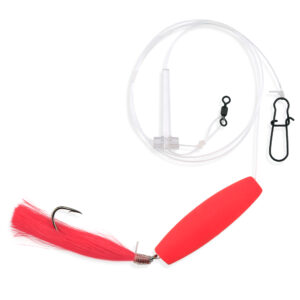 Aqua-Clear, Surf Float Rig, Flounder / Fluke / Striped Bass / Weakfish / Bluefish, 3/0 XL Hook, AFW Swivel, 60 lb / 27.2 kg Grand Slam Mono, Pink Hair, Red Cigar Float