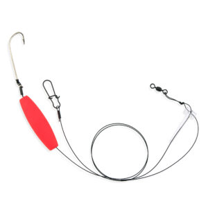 Aqua-Clear, Surf Rig, Floulder / Fluke / Striped Bass / Weakfish / Bluefish, T-Standoff, 3/0 Nickel XL Hook, AFW Swivel & DuoLockSnap, 45 lb / 20.4 kg Surflon BlackWire, Float