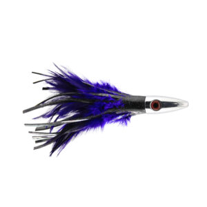 Billy Baits, Ahi Slayer Lure, Black/Purple Feather/Vinyl Skirt, 5 in / 12.7 cm