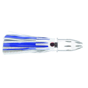 Billy Baits, Mister Big Lure, Blue/White Mylar Skirt, 16 oz / 453 g Head, 9 in / 22.8 cm