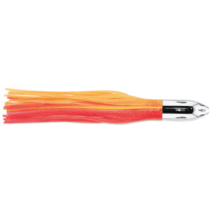 Billy Baits, Mister Big Lure, Ultimate Series, Tie on Skirt Version, Pink/Orange 2 Yellow Veins/Pink/Orange PVC Skirt, XL, 16 oz / 454 g Head, 16 in / 40.6 cm