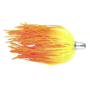 Billy Baits, Micro Mini Lure, Chartreuse/Orange Firetail Silicone Skirt, Weighted Head, 2.5 in / 6.4 cm