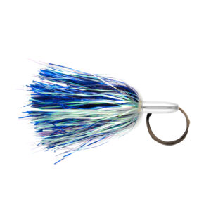 Billy Baits, Mini Turbo Slammer Rigged & Ready, Pearl/Blue Shimmer, 7/0 Mustad Hook, AFW Swivel, 135 lb / 61 kg AFW Cable, 3 ft / 0.9 m