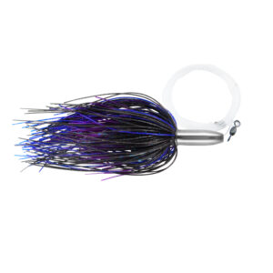 Billy Baits, Mini Turbo Slammer Rigged & Ready, Black-Purple/Purple Firetip, Concave Head, 7/0 Mustad Hook, AFW Swivel, 100 lb / 45.3 kg Grand Slam Mono Line, 6 ft / 1.8 m