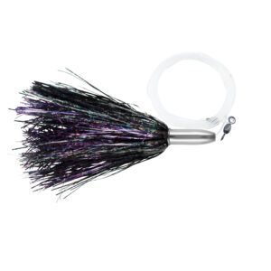 Billy Baits, Mini Turbo Slammer Rigged & Ready, Purple Shimmer/Black Shimmer, Concave Head, 7/0 Mustad Hook, AFW Swivel, 100 lb / 45.3 kg Grand Slam Mono Line, 6 ft / 1.8 m