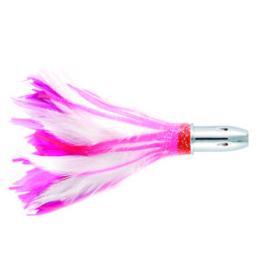 Billy Baits, Smoke Rattle & Troll Feather Lure, Pnk/Wht 6 oz / 170 g Head, 8 in / 20.3 cm