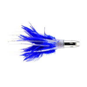 Billy Baits, Smoke Rattle & Troll Feather Lure, Wht/Blu 6 oz / 170 g Head, 8 in / 20.3 cm