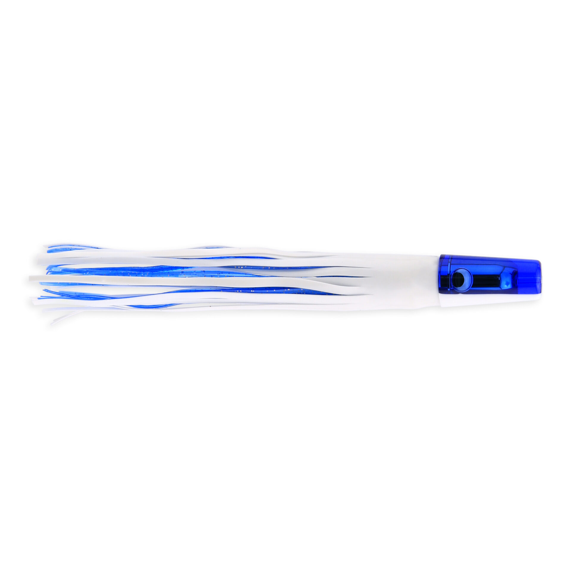 C&H, Express Deep Runner Lure, White/Blue Skirt, Weighted Head, 14 in / 35.5 cm