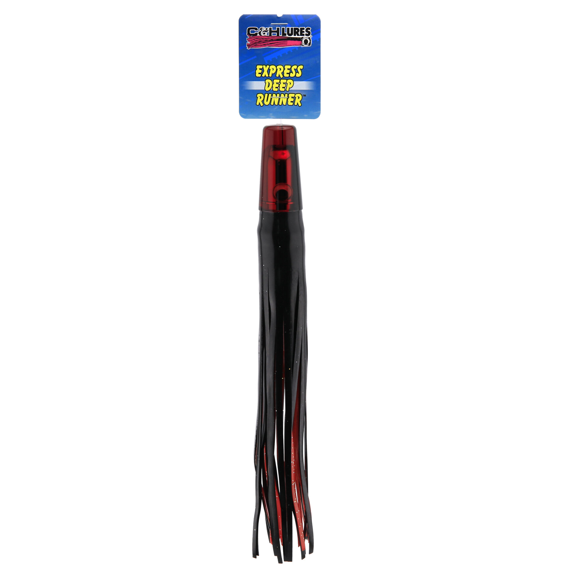 C&H, Express Deep Runner Lure, Black/Red Skirt, Weighted Head, 14 in / 35.5 cm - Image 2