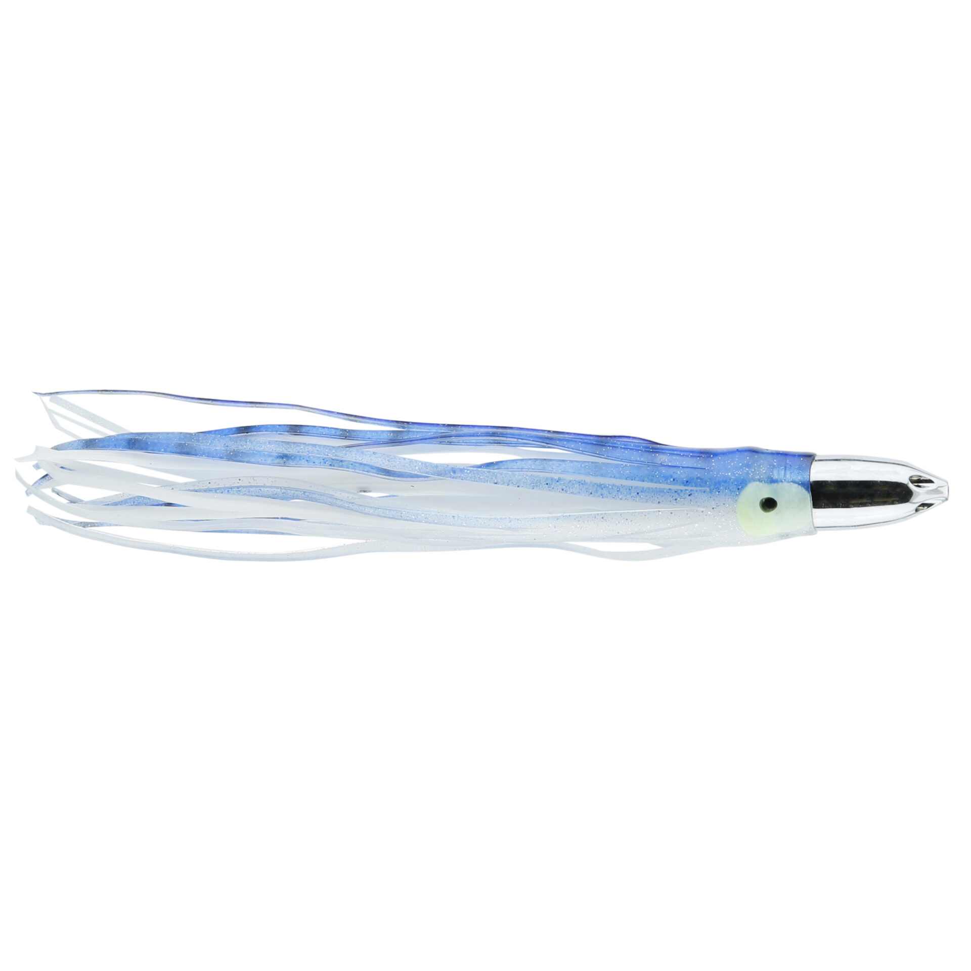 C&H, Jet Head Lure, Blue/Silver/White Skirt, 2.5 oz / 70.8 g Chrome Head, 9 in / 22.8 cm