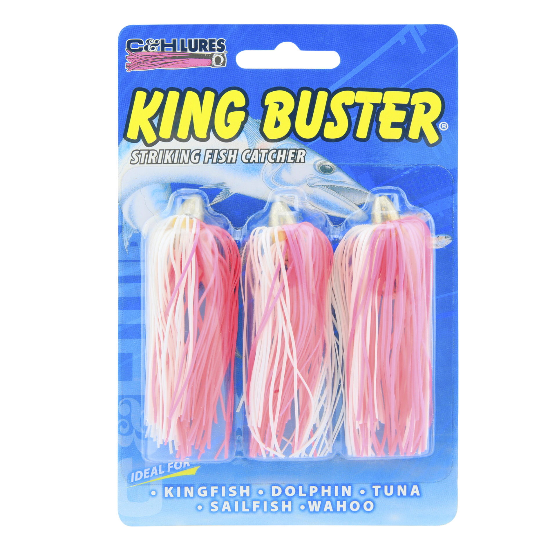 C&H, King Buster Lure, Pink/White Skirt, 1/8 oz / 3.5 g Head, 2.5 in / 6.35 cm, 3 pc - Image 2