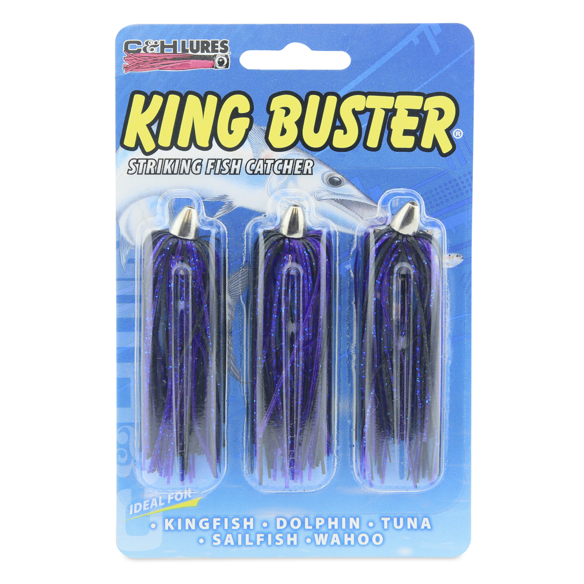 C&H, King Buster Lure, Black/Purple Skirt, 1/8 oz / 3.5 g Head, 2.5 in / 6.35 cm, 3 pc - Image 2