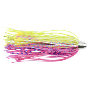 C&H, King Buster Lure, HotPink/Chartreuse/SilvBlue Skirt, 1/8 oz / 3.5 g Head, 2.5 in / 6.35 cm, 3 pc