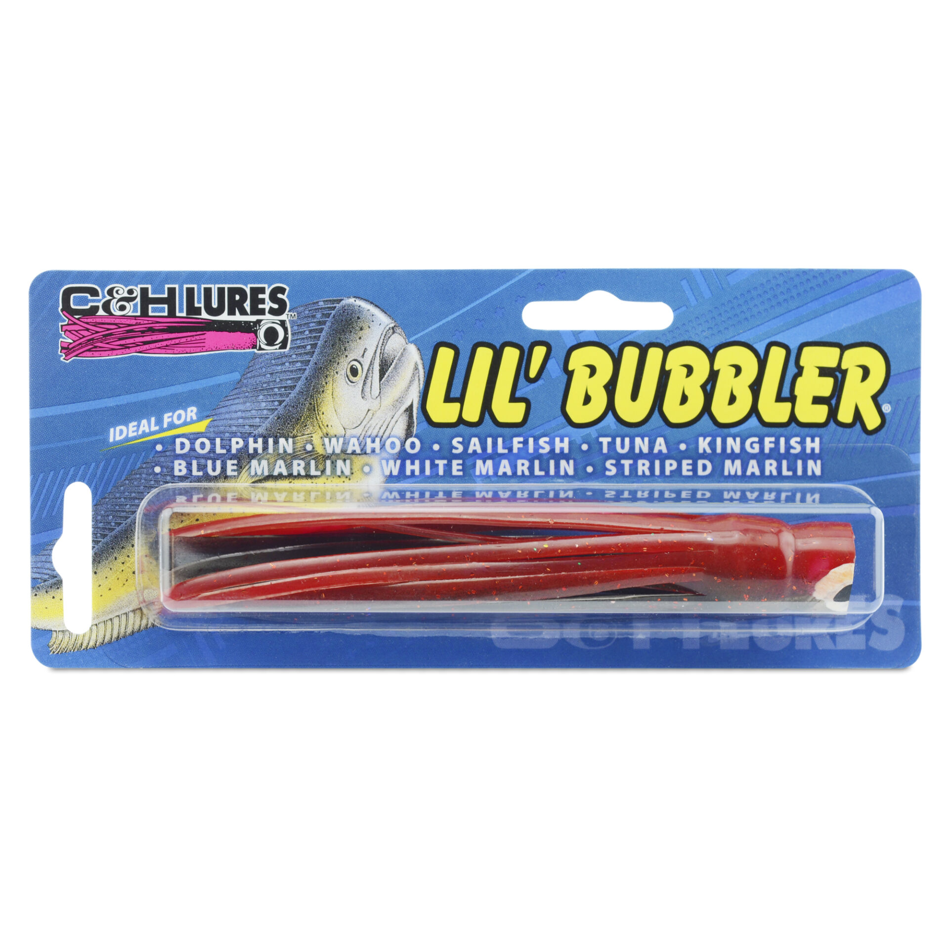 C&H, Lil Bubbler Lure, Black/Red Belly Skirt, Concave Head, 5.5 in / 14 cm - Image 2