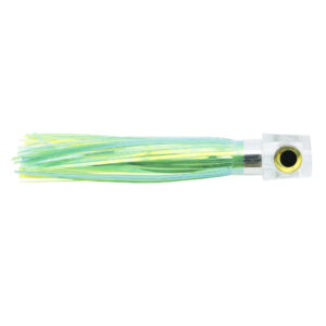 C&H, Lil Stubby Lure, Green/Yellow Mylar Skirt, Flat Head, 5.5 in / 14 cm