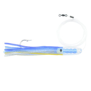 C&H, Rattle Jet Rigged & Ready, Blue/Silver Skirt, 7/0 Mustad Hook, AFW Swivel, 100 lb / 45.3 kg Grand Slam Mono Line, 6 ft / 1.8 m