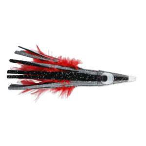 C&H, Tuna Tango Feather Lure, Black Foil/Red Feather Skirt, 5.25 in / 13.3 cm