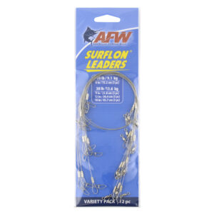 Surflon Leaders Vari Pack, Nylon Coated 1x7 Stainless Steel Wire, Sleeve, Swivel, LockSnap, 20 lb 6 in (3) | 30 lb - 9 in (3), 12 in (3), 18 in (3) | Bright, 12 pc total