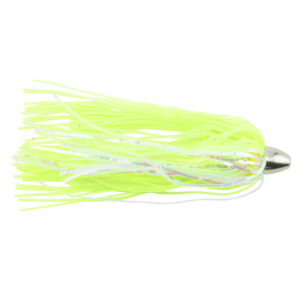 C&H, King Buster Lure, Chartreuse/Pearl Mylar Skirt, 1/8 oz / 3.5 g Head, 2.5 in / 6.35 cm, 100 pc
