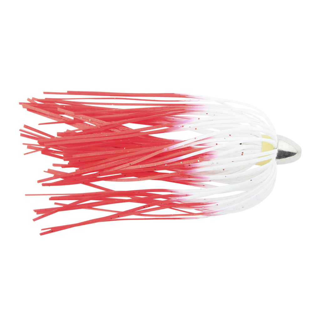 C&H, King Buster Lure, White/Red Fire Tail Skirt, 1/8 oz / 3.5 g Head, 2.5 in / 6.35 cm, 100 pc