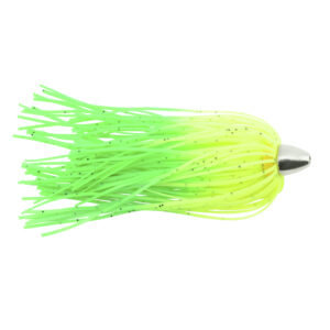 C&H, King Buster Lure, Chartreuse/Green Firetail Skirt, 1/8 oz / 3.5 g Head, 2.5 in / 6.35 cm, 100 pc