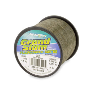 Grand Slam Fluorocarbon Coated Line, 10 lb / 4.5 kg test, .012 in / 0.30 mm dia, Moss Green, 1390 yd / 1271 m, 1/4 lb / 0.11 kg Spool