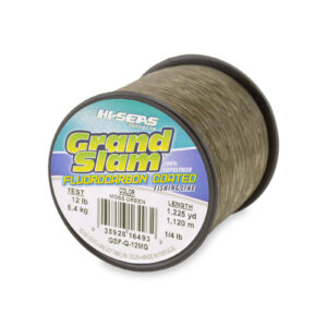 Grand Slam Fluorocarbon Coated Line, 12 lb / 5.4 kg test, .013 in / 0.33 mm dia, Moss Green, 1225 yd / 1120 m, 1/4 lb / 0.11 kg Spool