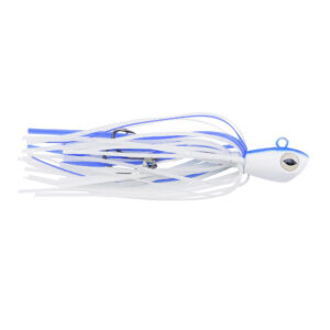 No Alibi, Alien Jig Offshore Series, Glow Blue/White Skirt, 2 oz / 56.6 g White/Blue Head, 5/0  Hooks (2)