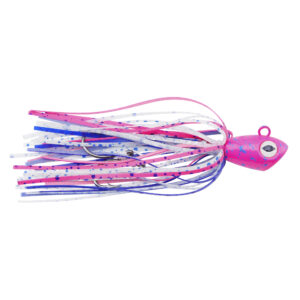 No Alibi, Alien Jig Offshore Series, Pink/Blue/White Speckled Skirt, 2 oz / 56.6 g Pink/Blue Head, 5/0  Hooks (2)