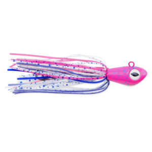 No Alibi, Alien Jig Offshore Series, Pink/Blue/White Speckled Skirt, 4 oz / 113 g Pink/Blue Head, 5/0  Hooks (2)
