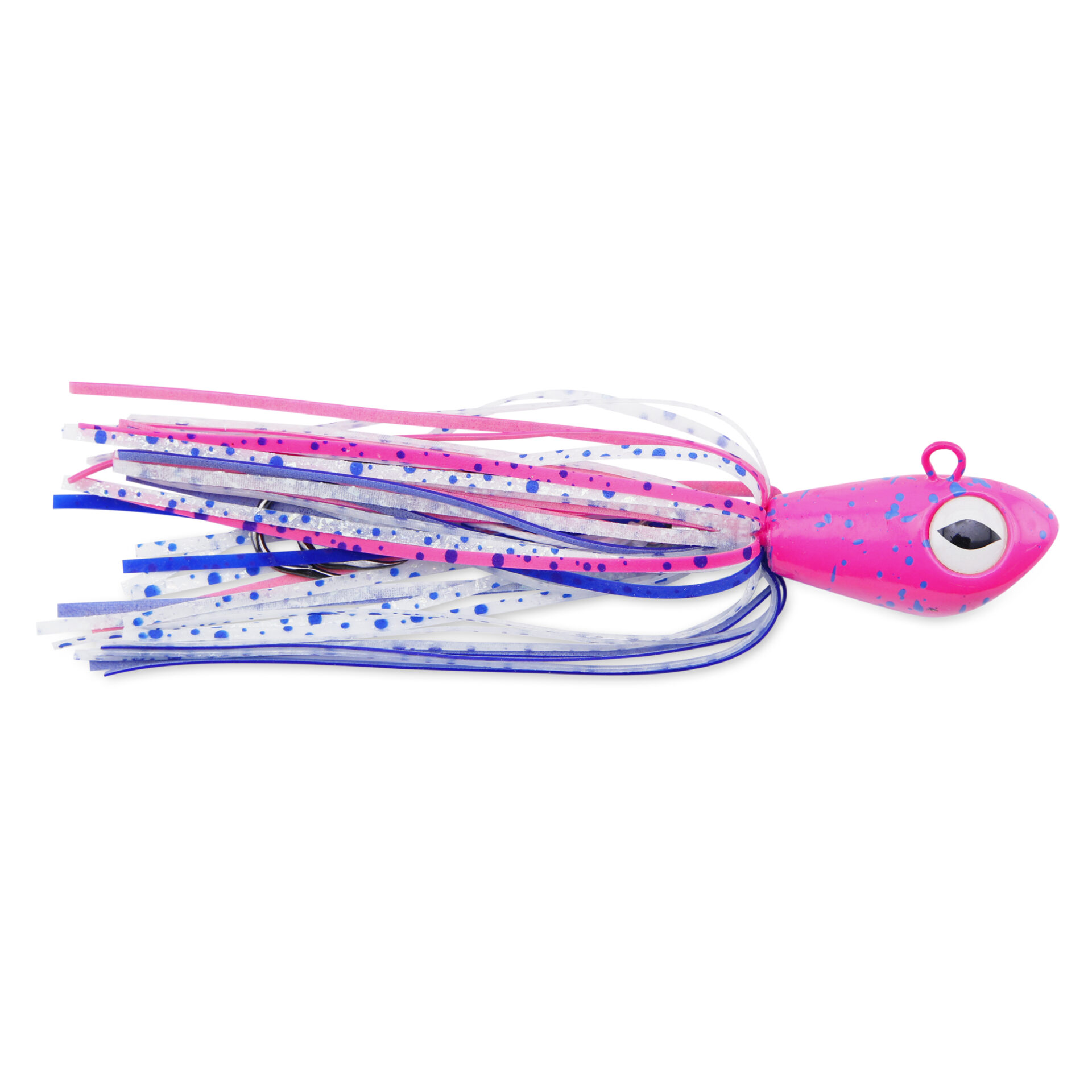 No Alibi, Alien Jig Offshore Series, Pink/Blue/White Speckled Skirt, 4 oz / 113 g Pink/Blue Head, 5/0 Hooks (2)