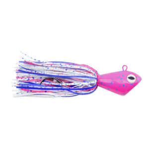 No Alibi, Alien Jig Offshore Series, Pink/Blue/White Speckled Skirt, 8 oz / 226 g Pink/Blue Head, 7/0  Hooks (2)
