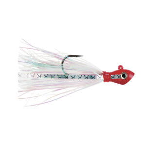 No Alibi, Alien Jig Inshore Series, Pearl Skirt, 3/8 oz / 10.6 g Red Head, 5/0 Hook, 3 pc