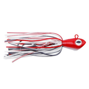 No Alibi, Alien Jig Offshore Series, Glow Red/Black Skirt, 4 oz / 113 g Red Head, 5/0  Hooks (2)