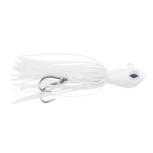 No Alibi, Alien Jig Offshore Series, Fluorescent White Skirt, 2 oz / 56.6 g White Head, 5/0  Hooks (2)