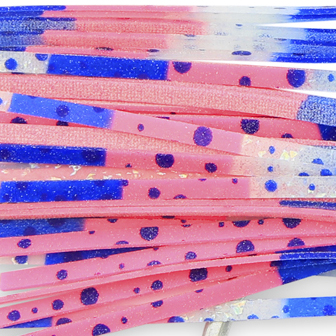 No Alibi, Alien Jig - Squid Head, 2.5 oz / 70.9 g, Pink/Blue Speckle Head, Pink/Clear/Blue Disco Skirt, Pink Squid Paws, 9/0 Hook, 8.5 in / 21.6 cm - Image 3